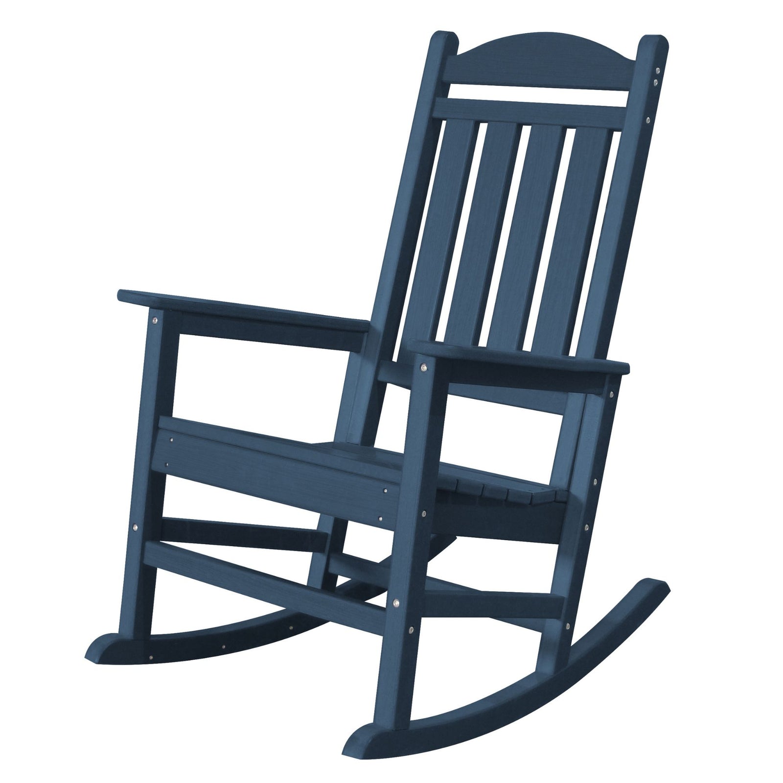 Trapper’s Peak Outdoor Rocking Chair Poly Lumber Grain, Steel Frame, Dark Blue - VMInnovations