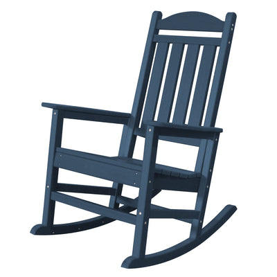 Trapper’s Peak Outdoor Rocking Chair Poly Lumber Grain, Steel Frame, Dark Blue - VMInnovations