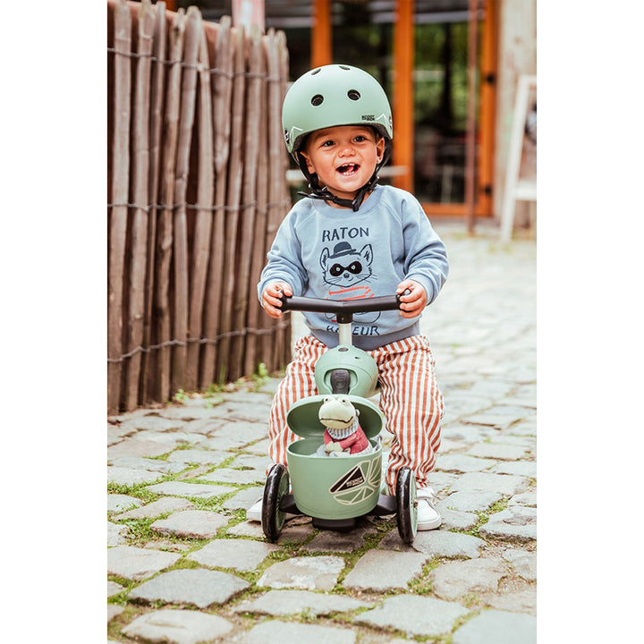 Scoot & Ride 2-in-1 Kids Scooter with Basket, Highwaykick 1 Lifestyle, Green