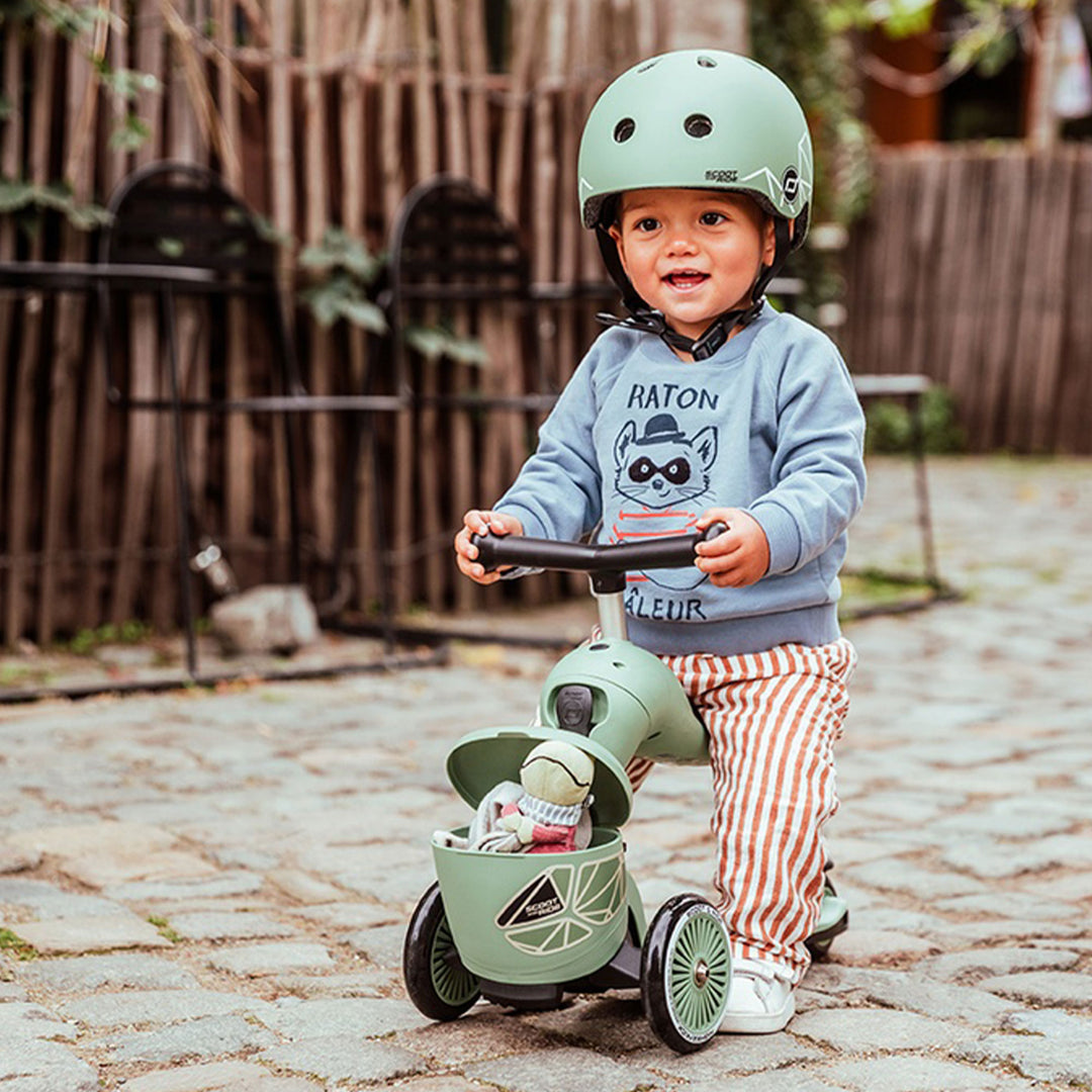Scoot & Ride 2-in-1 Kids Scooter with Basket, Highwaykick 1 Lifestyle, Green