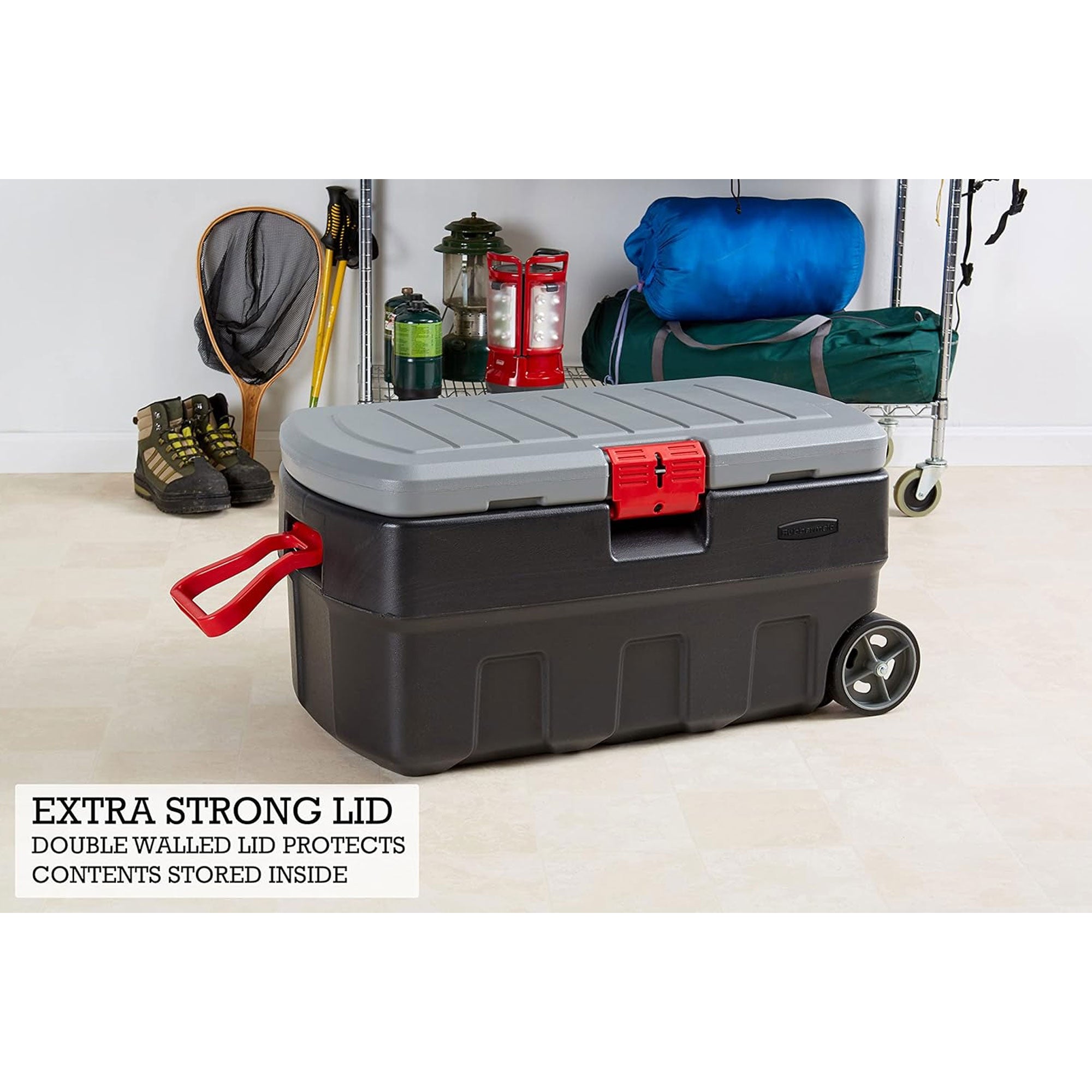 Rubbermaid 35Gal Action Packer Lockable Storage Box Tote with Wheels (Open Box) - VMInnovations
