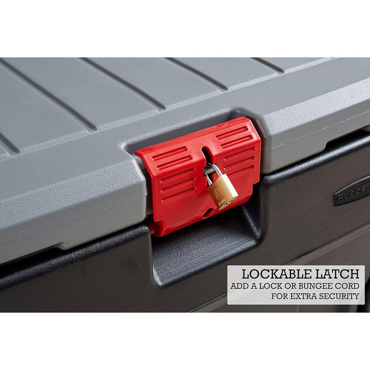 Rubbermaid 35 Gal Action Packer Lockable Latch Storage Box Tote w/Wheels (Used)