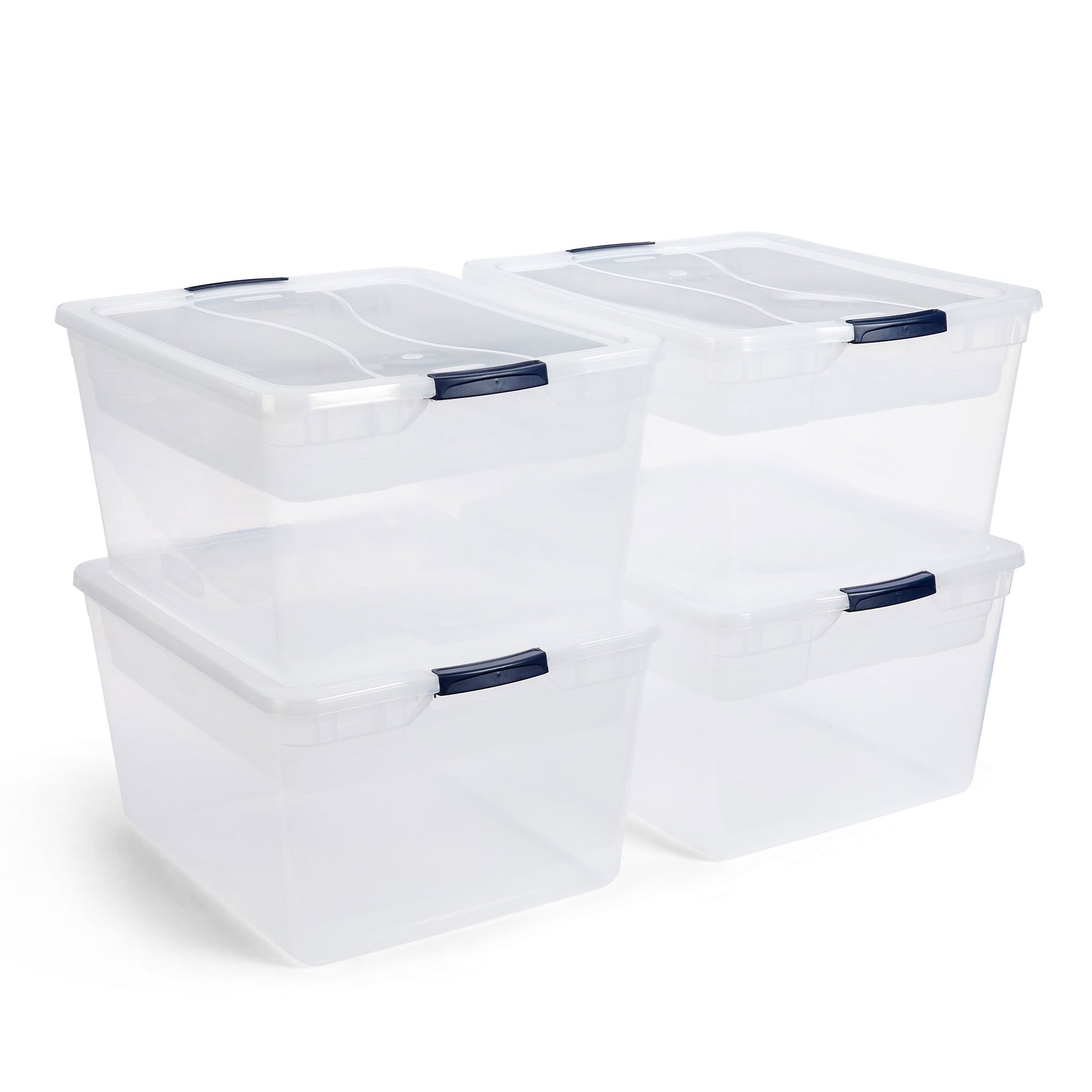 Rubbermaid 4 Pack 74 Quart Storage Containers with Lids, Garage and Home, Clear - VMInnovations