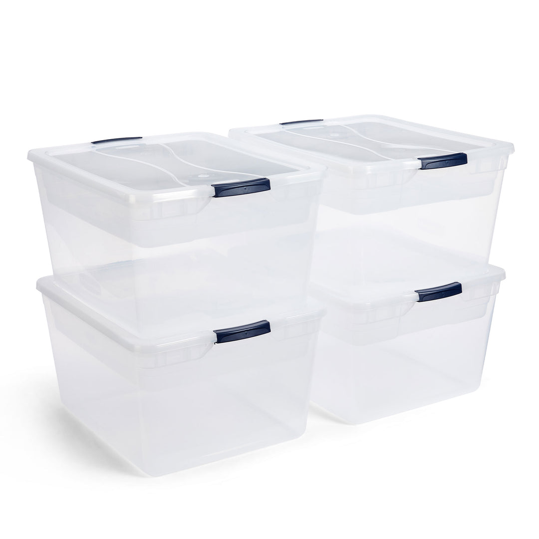 Rubbermaid 4pk 74 Qt Storage Containers w/Lids, Garage & Home, Clear (Open Box)