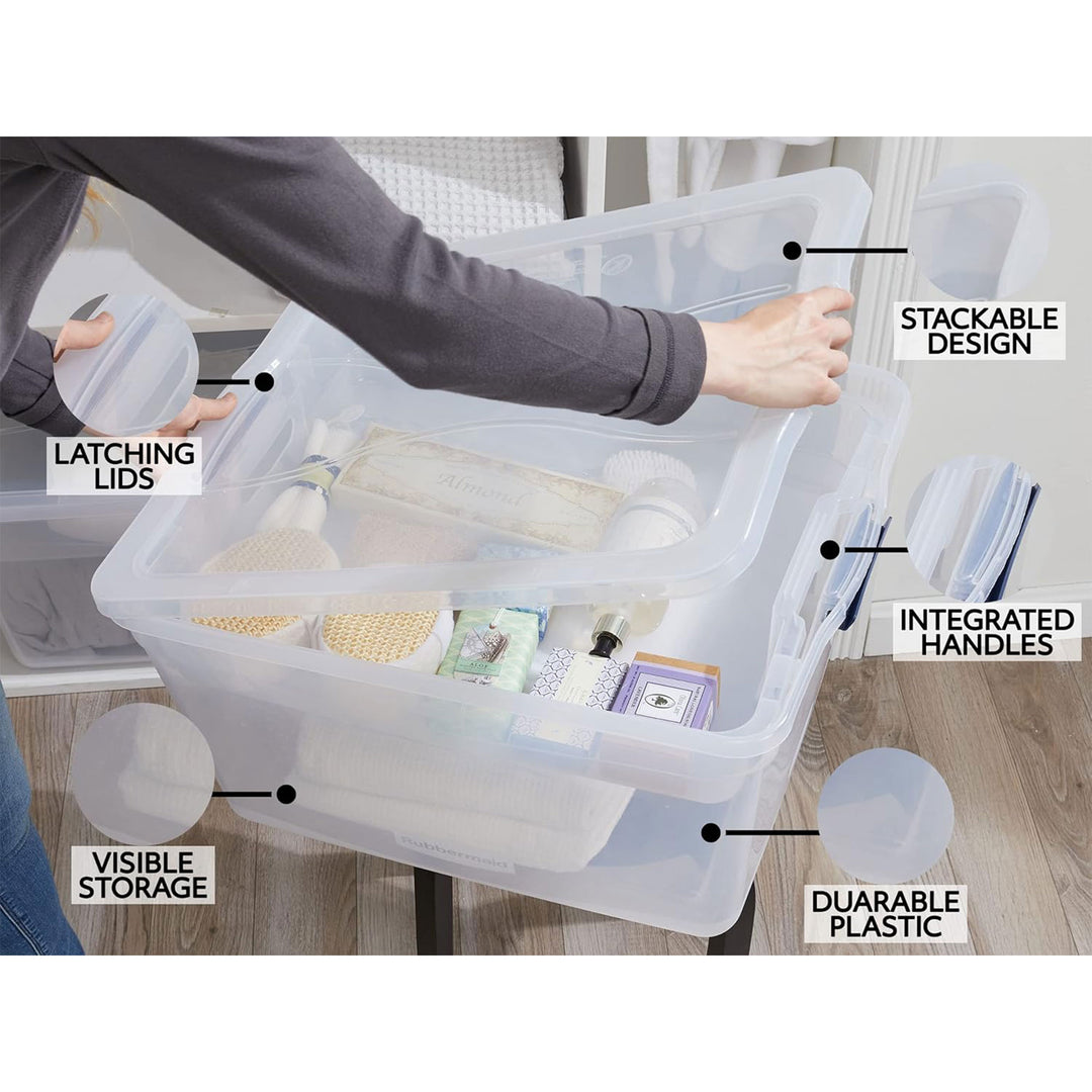 Rubbermaid 4pk 74 Qt Storage Containers w/Lids, Garage & Home, Clear (Open Box)