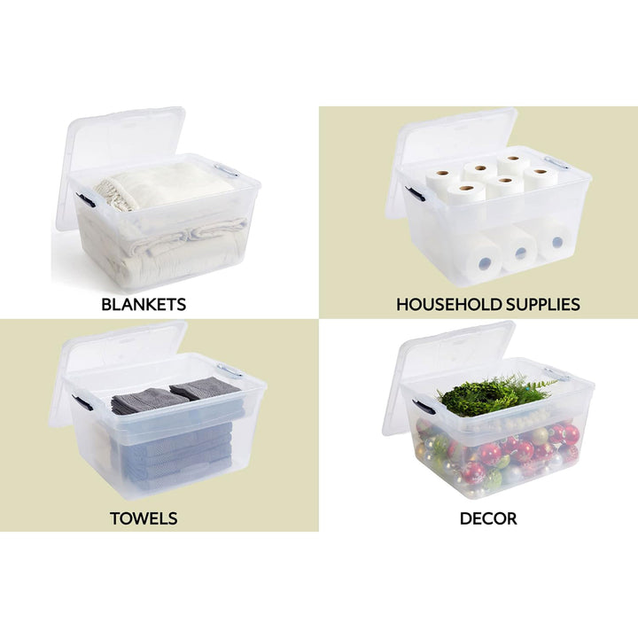 Rubbermaid 4pk 74 Qt Storage Containers w/Lids, Garage & Home, Clear (Open Box)