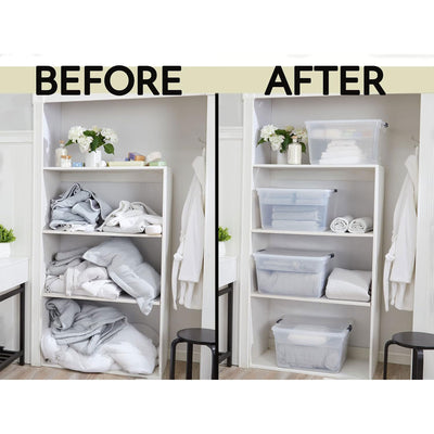 Rubbermaid 4 Pack 74 Quart Storage Containers with Lids, Garage and Home, Clear - VMInnovations