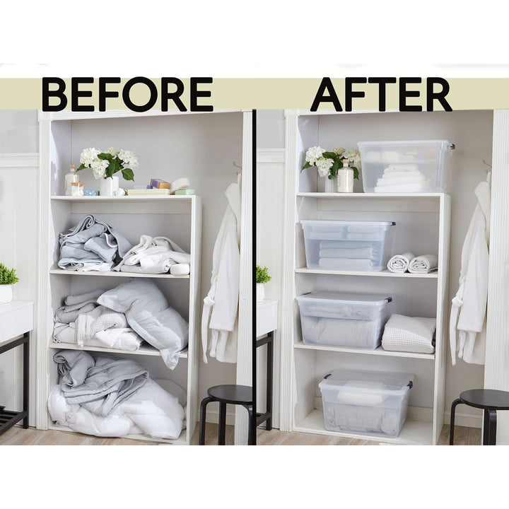 Rubbermaid 4pk 74 Qt Storage Containers w/Lids, Garage & Home, Clear (Open Box)