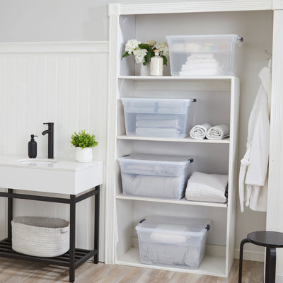 Rubbermaid 4 Pack 74 Quart Storage Containers with Lids, Garage and Home, Clear - VMInnovations