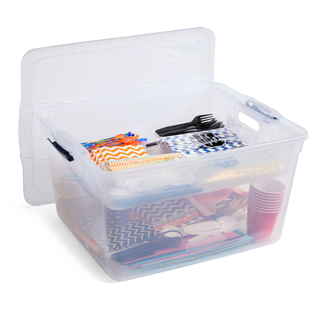 Rubbermaid 4pk 74 Qt Storage Containers w/Lids, Garage & Home, Clear (Open Box)