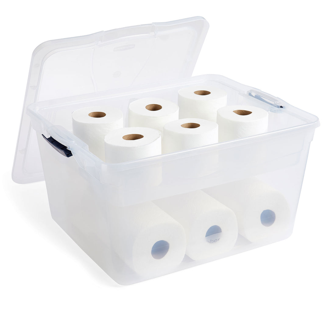 Rubbermaid 4pk 74 Qt Storage Containers w/Lids, Garage & Home, Clear (Open Box)