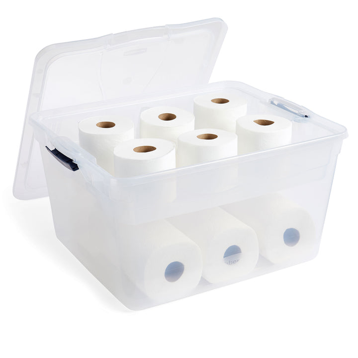 Rubbermaid 4pk 74 Qt Storage Containers w/Lids, Garage & Home, Clear (Open Box)