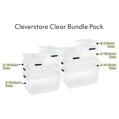 Rubbermaid 16 Pack Plastic Storage Bins with Snap Tight Lids, Clear (Open Box)