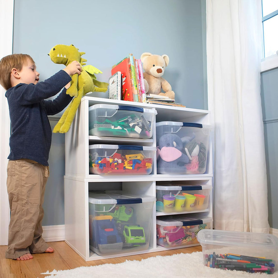 Rubbermaid 16 Pack Stackable Plastic Storage Bins with Snap Tight Lids, Clear