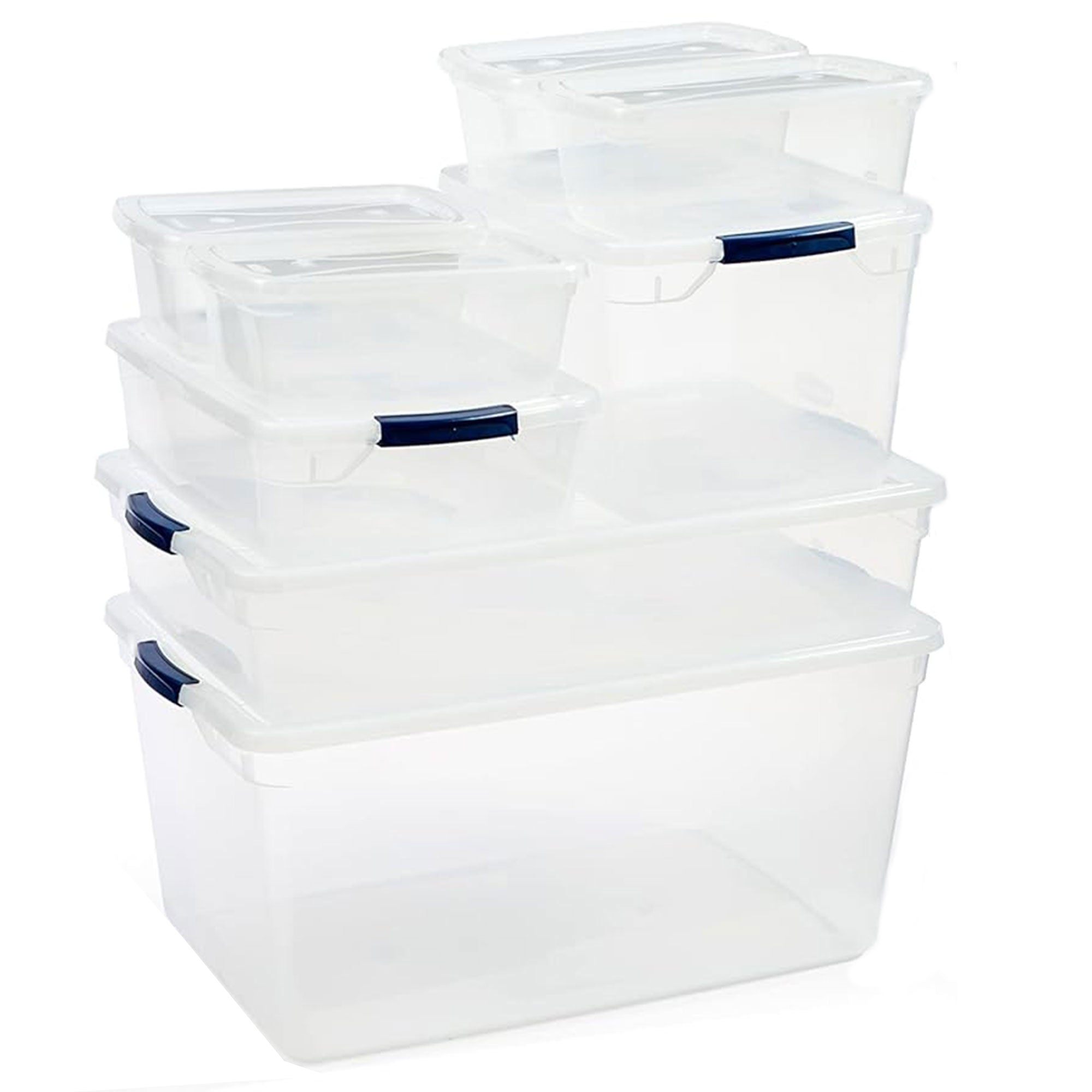 Rubbermaid 16 Pack Stackable Plastic Storage Bins with Snap Tight Lids, Clear - VMInnovations