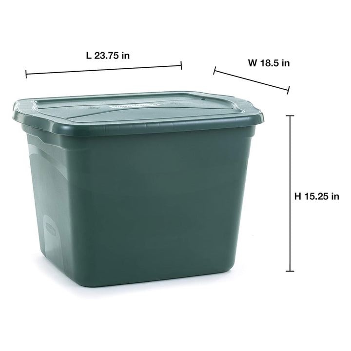 Rubbermaid 6 Pack Plastic Storage Bins & Lids, 18 Gallon Tote Container, Green