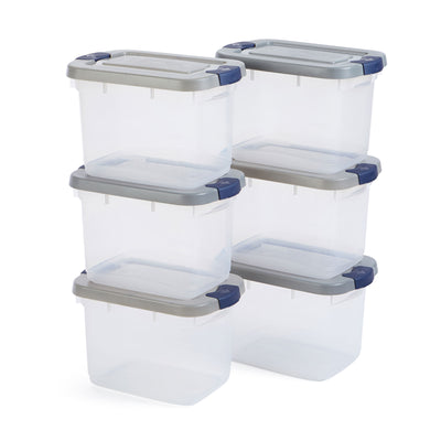 Rubbermaid 6pk Roughneck Clear Storage Containers, Stackable Totes, 19 Qt (Used)