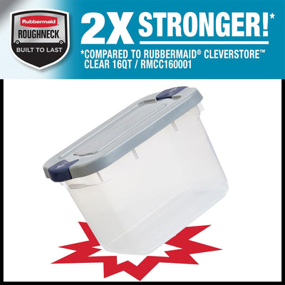 Rubbermaid 6 Pack Roughneck Clear Storage Containers, Stackable Totes, 19 Quart - VMInnovations