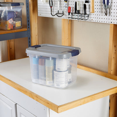 Rubbermaid 6pk Roughneck Clear Storage Containers, Stackable Totes, 19 Qt (Used)