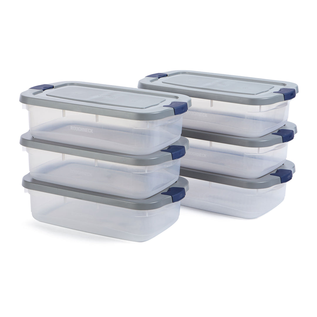 Rubbermaid 6 Pack Roughneck Clear Storage Containers, Stackable Totes, 31 Quart