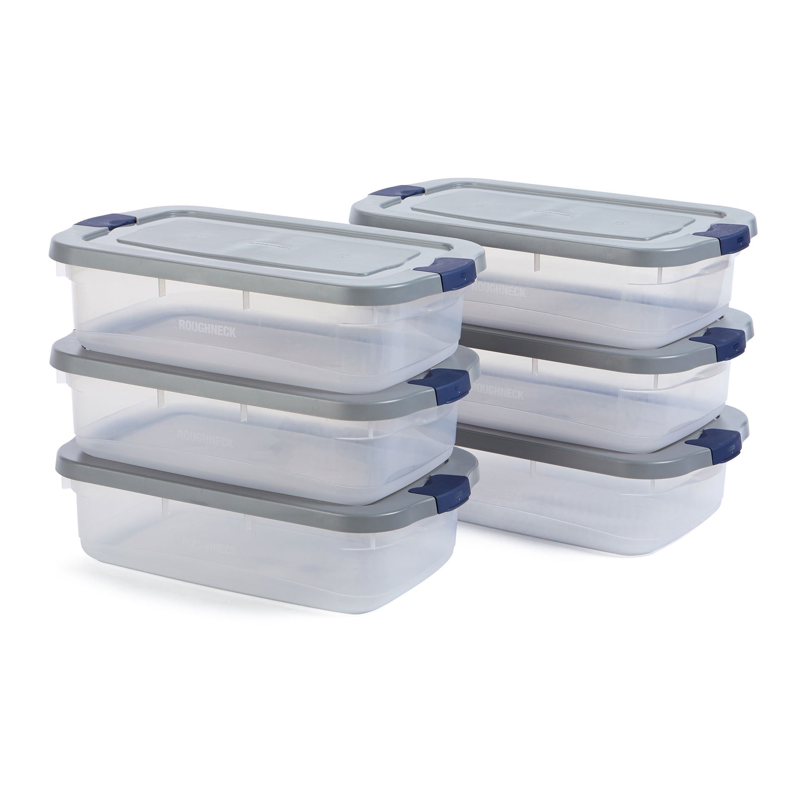 Rubbermaid 6 Pack Roughneck Clear Storage Containers, Stackable Totes, 31 Quart - VMInnovations