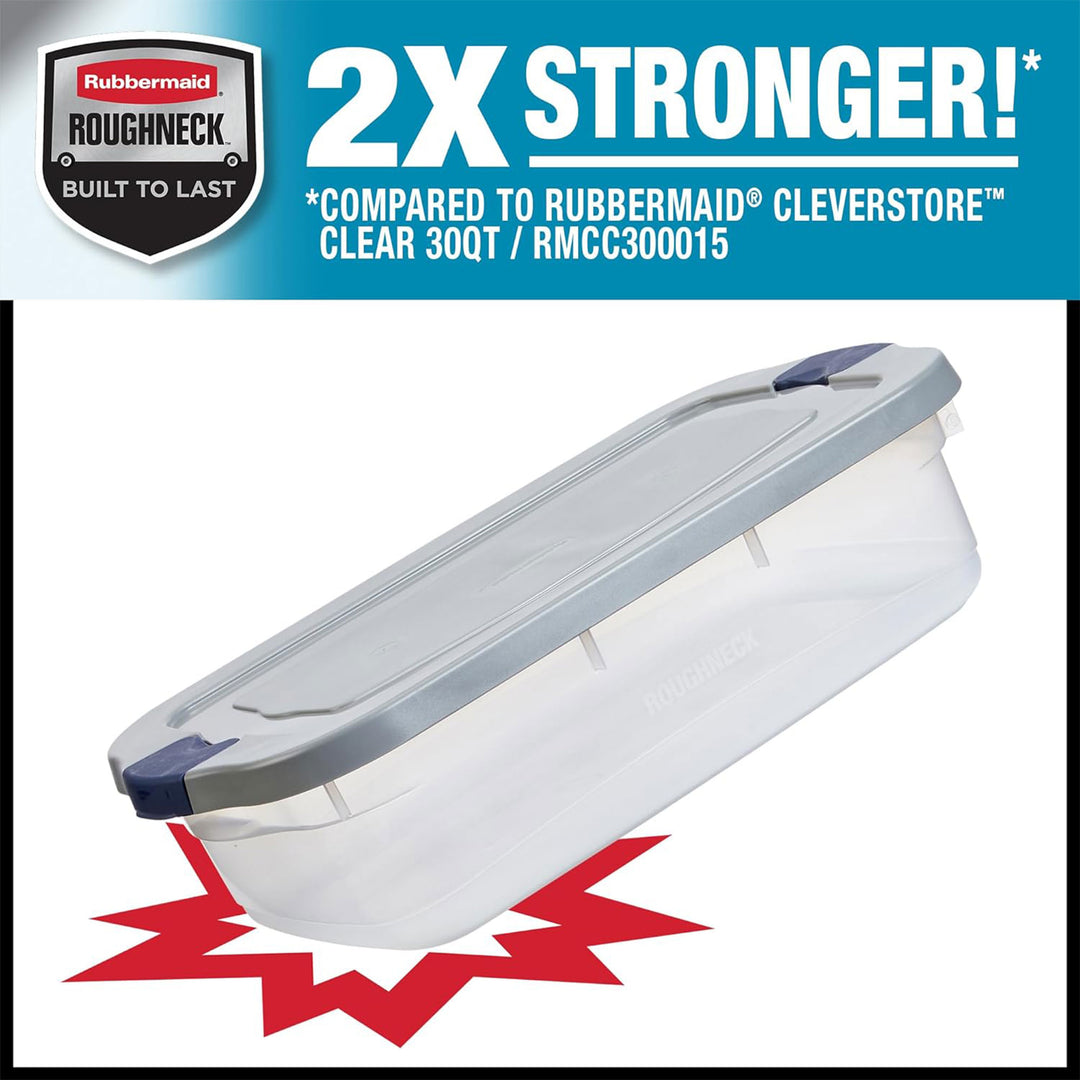 Rubbermaid 6pk Roughneck Storage Containers, Stackable Totes, 31Qt (Open Box)