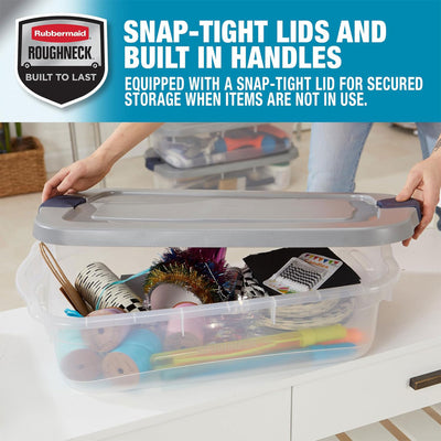 Rubbermaid 6 Pack Roughneck Clear Storage Containers, Stackable Totes, 31 Quart - VMInnovations