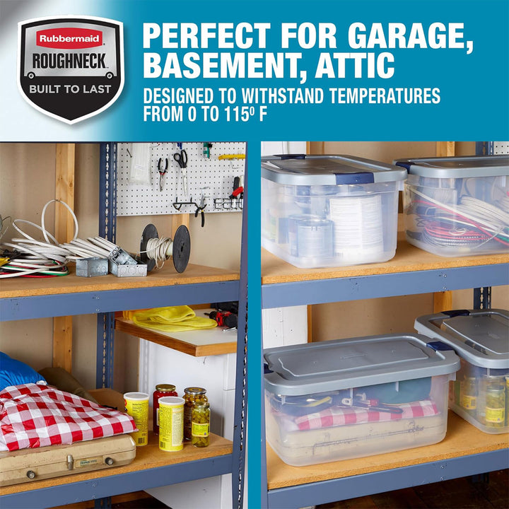 Rubbermaid 5 Pack Roughneck Clear Storage Containers, 50 Quart (Open Box)