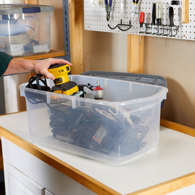 Rubbermaid 5 Pack Roughneck Clear Storage Containers, Stackable Totes, 50 Quart - VMInnovations