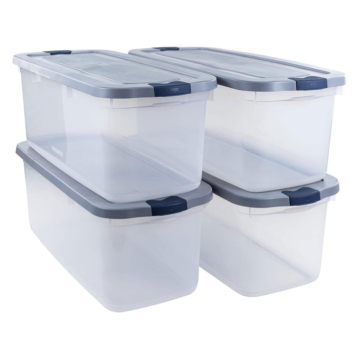 Rubbermaid 4pk Clear Storage Containers, Stackable Totes, 95qt (Open Box)