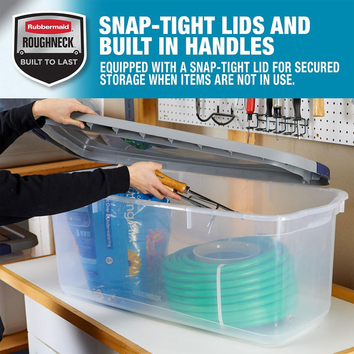 Rubbermaid 4pk Clear Storage Containers, Stackable Totes, 95qt (Open Box)