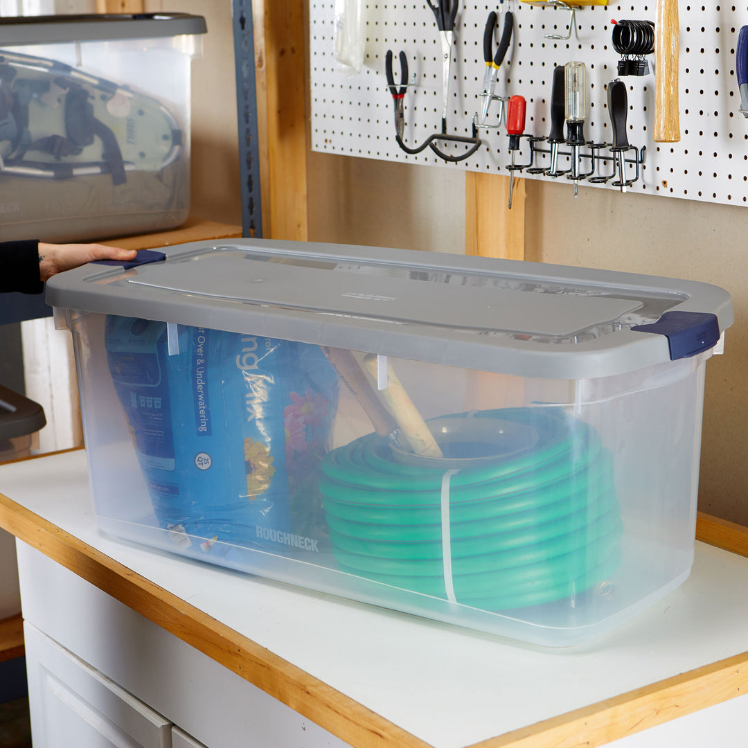 Rubbermaid 4pk Clear Storage Containers, Stackable Totes, 95qt (Open Box)