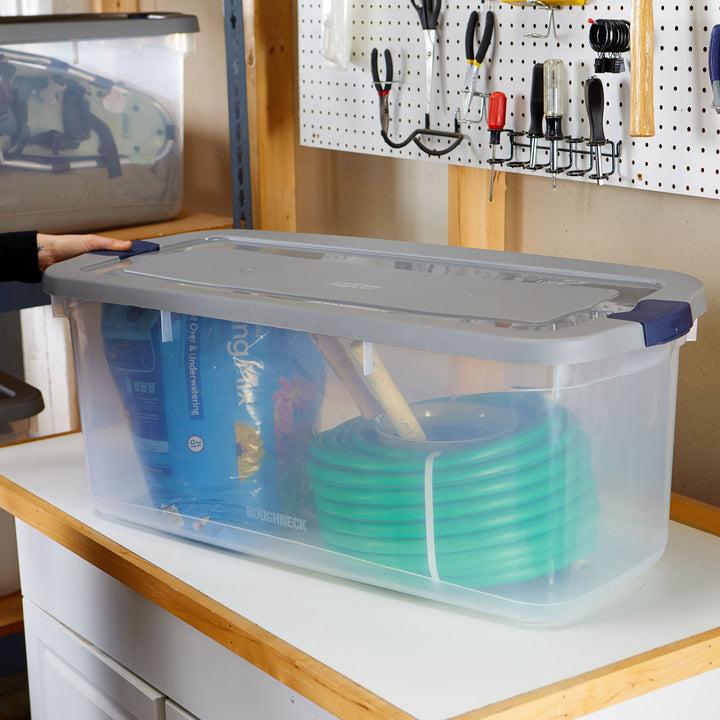 Rubbermaid 4pk Clear Storage Containers, Stackable Totes, 95qt (Open Box)