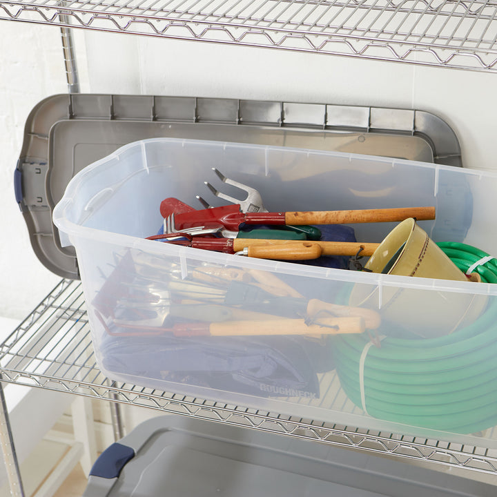 Rubbermaid 4pk Clear Storage Containers, Stackable Totes, 95qt (Open Box)