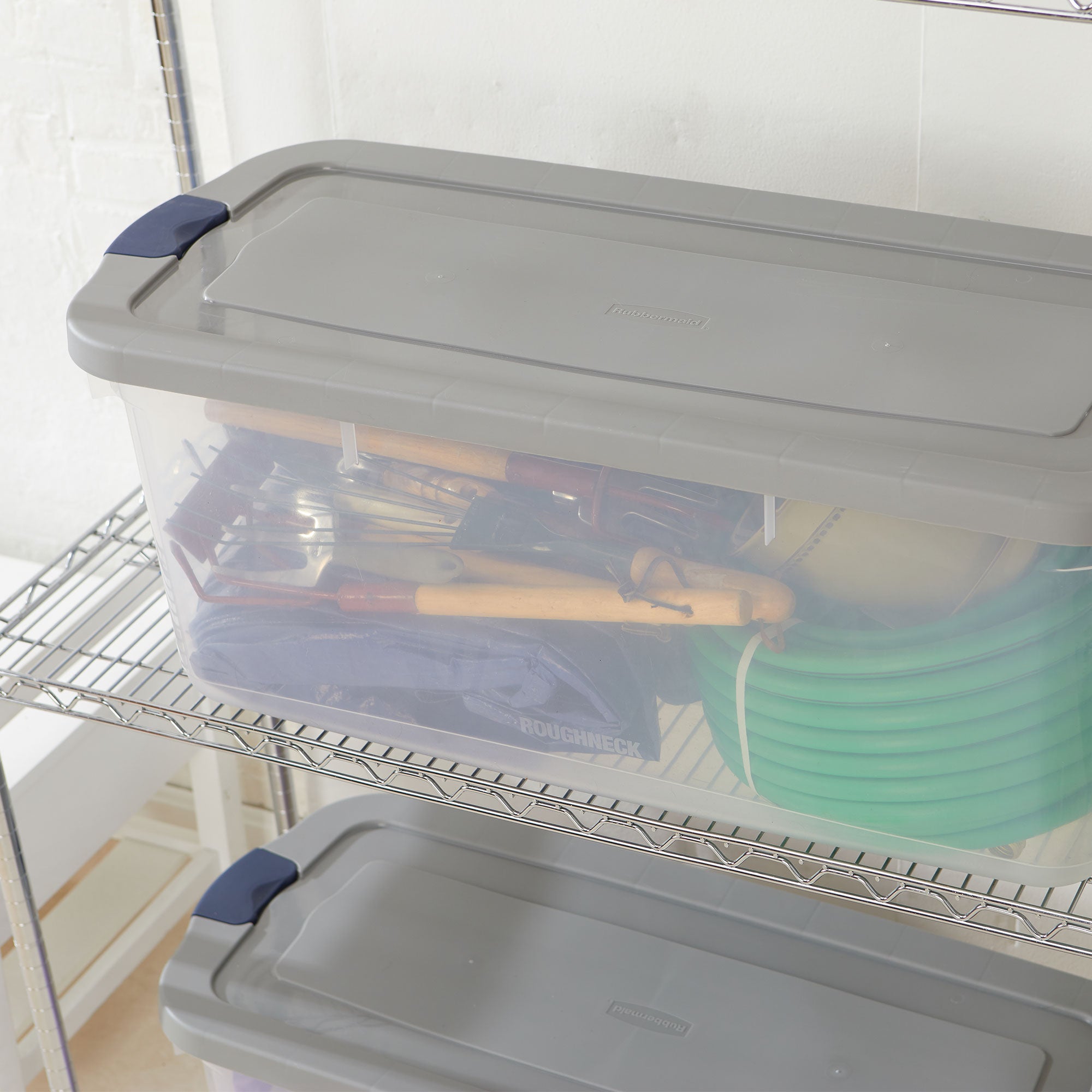 Rubbermaid 4pk Clear Storage Containers, Stackable Totes, 95qt (Open Box) - VMInnovations