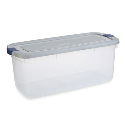 Rubbermaid 4 Pack Roughneck Clear Storage Containers, Stackable Totes, 95 Quart