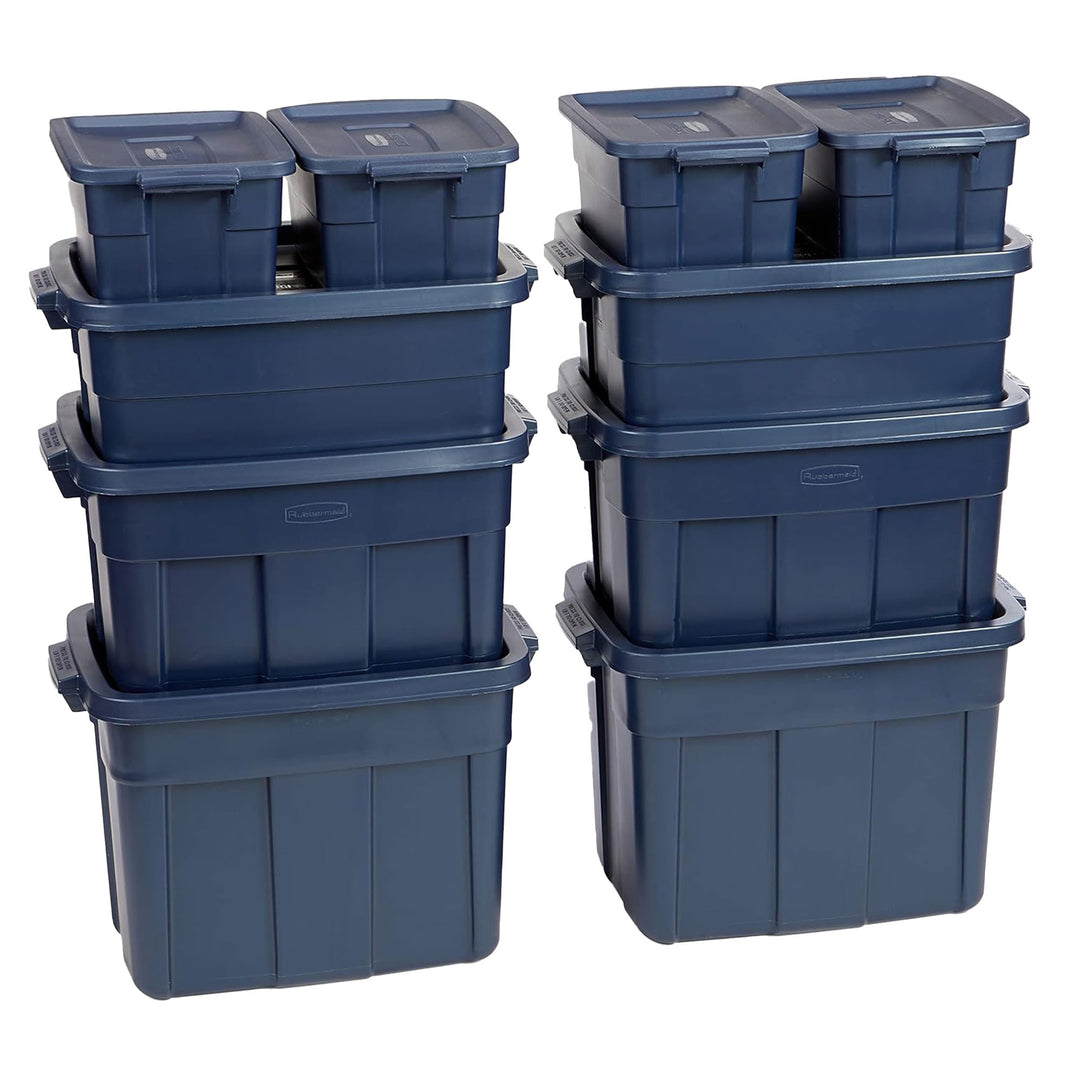 Rubbermaid 10 Pack Stackable Plastic Storage Containers with Lids, Dark Indigo