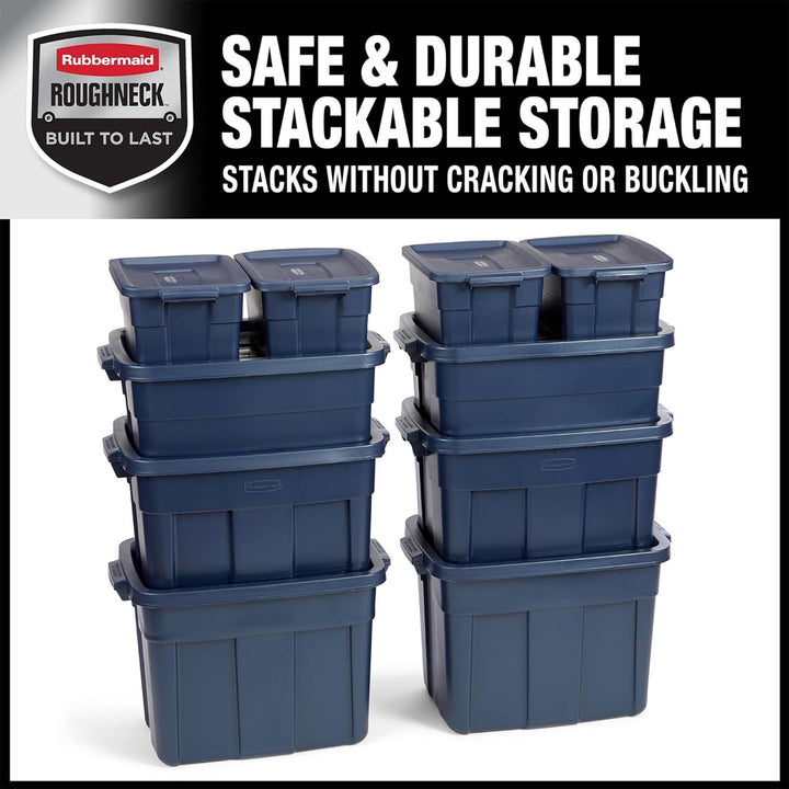 Rubbermaid 10 Pack Stackable Plastic Storage Containers with Lids, Dark Indigo