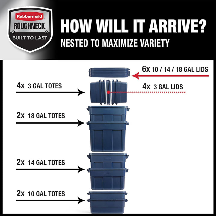 Rubbermaid 10 Pack Stackable Plastic Storage Containers with Lids, Dark Indigo