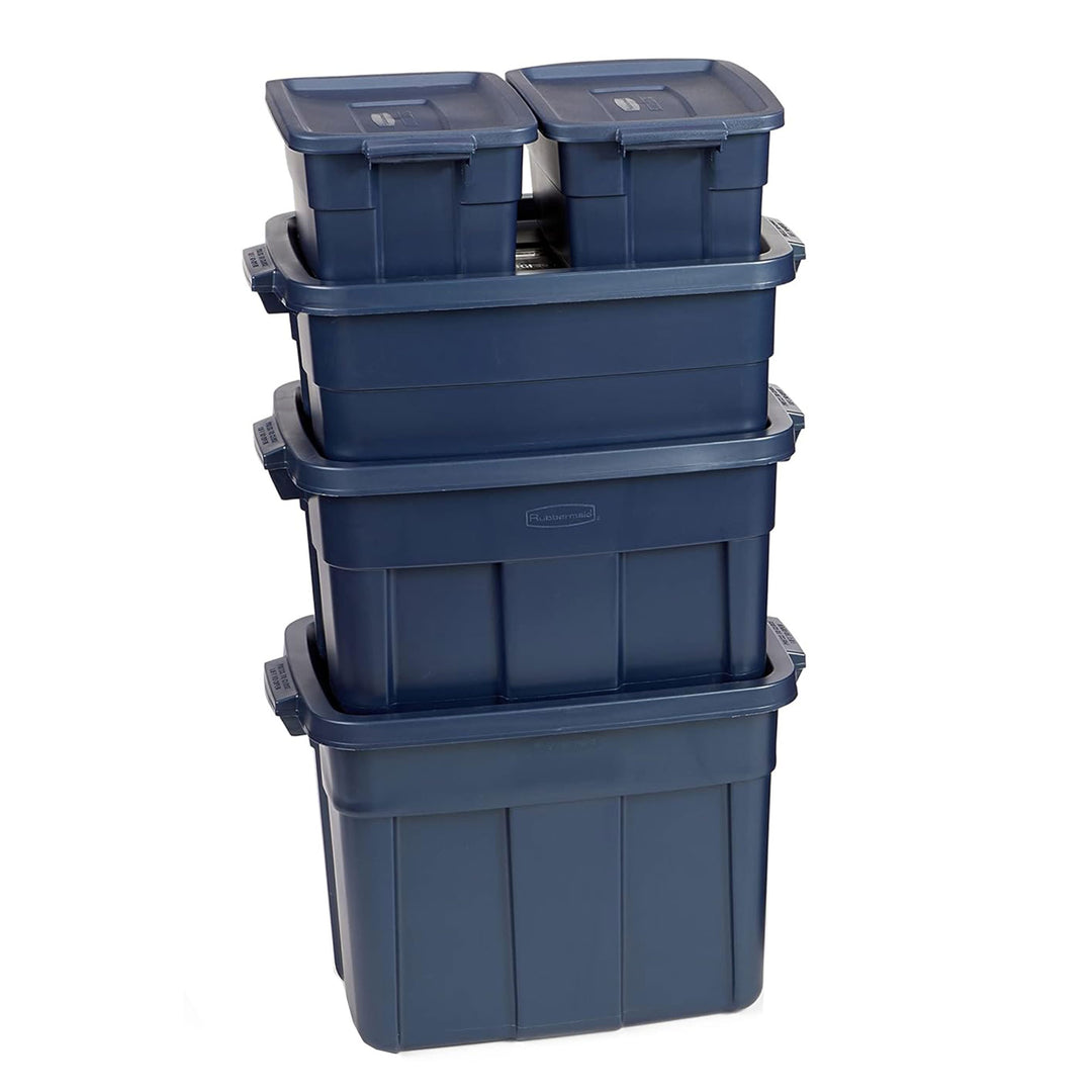 Rubbermaid 10 Pack Stackable Plastic Storage Containers with Lids, Dark Indigo