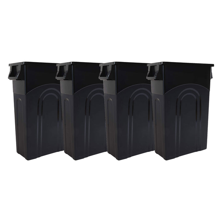 United Solutions 4 Pack 23 Gallon Kitchen Trash Can Garbage Bins, Highboy, Black