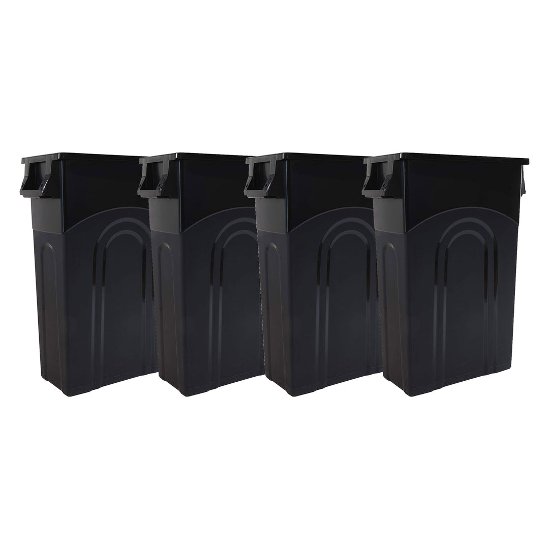 United Solutions 4pk 23 Gallon Kitchen Trash Can Garbage Bins, Black (Open Box)