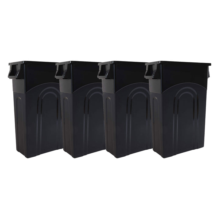 United Solutions 4pk 23 Gallon Kitchen Trash Can Garbage Bins, Black (Open Box)