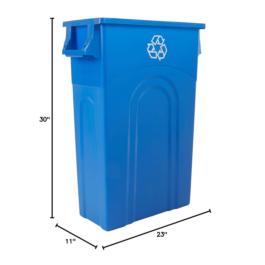 United Solutions 4 Pack Highboy Recycling Bin, Slim Trash Can, 23 Gallon, Blue