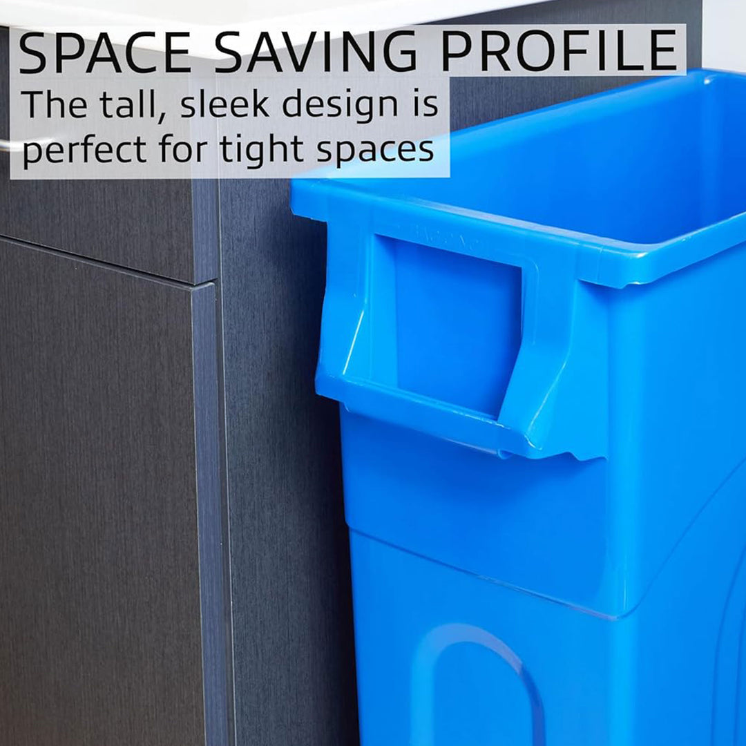 United Solutions 4pk Recycling Bin, Slim Trash Can, 23 Gal, Blue (Open Box)