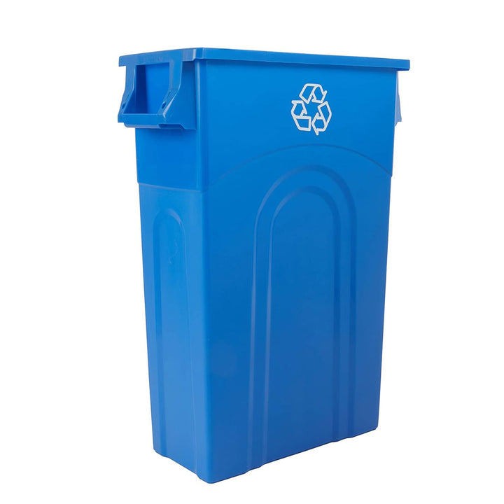 United Solutions 4 Pack Highboy Recycling Bin, Slim Trash Can, 23 Gallon, Blue