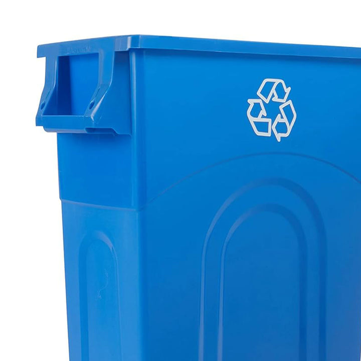 United Solutions 4 Pack Highboy Recycling Bin, Slim Trash Can, 23 Gallon, Blue