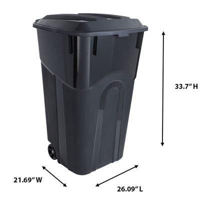 United Solutions 2 Pack Outdoor Trash Can w/Lid and Wheels, 32 Gal, Black (Used) - VMInnovations