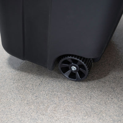 United Solutions 2 Pack Outdoor Trash Can w/Lid and Wheels, 32 Gal, Black (Used) - VMInnovations