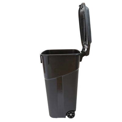 United Solutions 2 Pack Outdoor Trash Can w/Lid and Wheels, 32 Gal, Black (Used) - VMInnovations